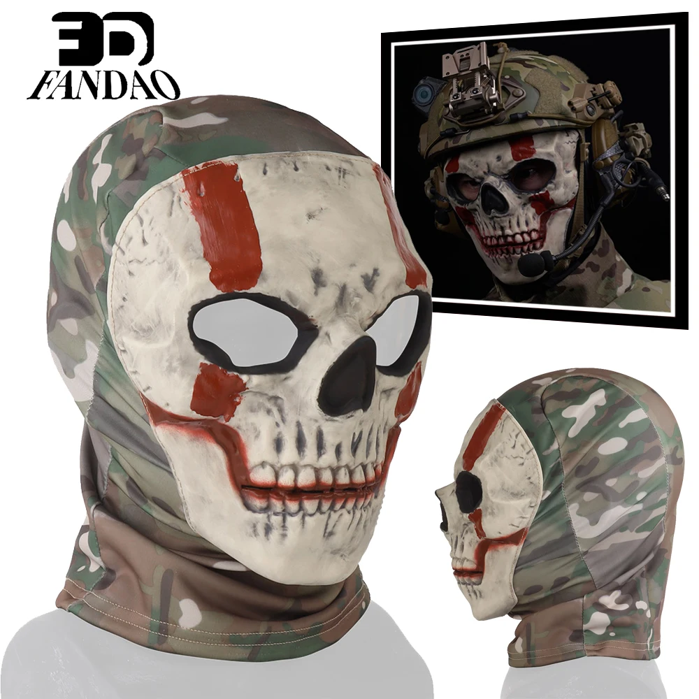 Máscara táctica Airsoft Ghost COD de cara completa látex calavera