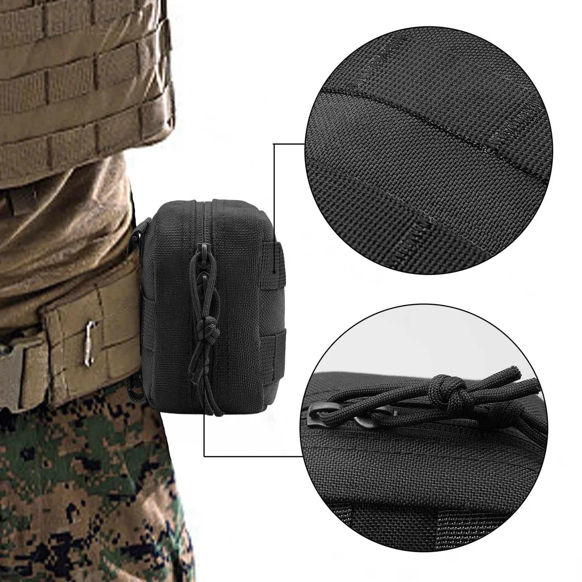 Bolsa táctica MOLLE EDC de cintura compacta para linterna y cuchillo