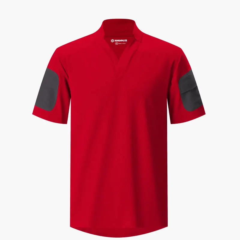 Camiseta táctica rugby secado rápido rojo manga ajustable elástica - imagen 2