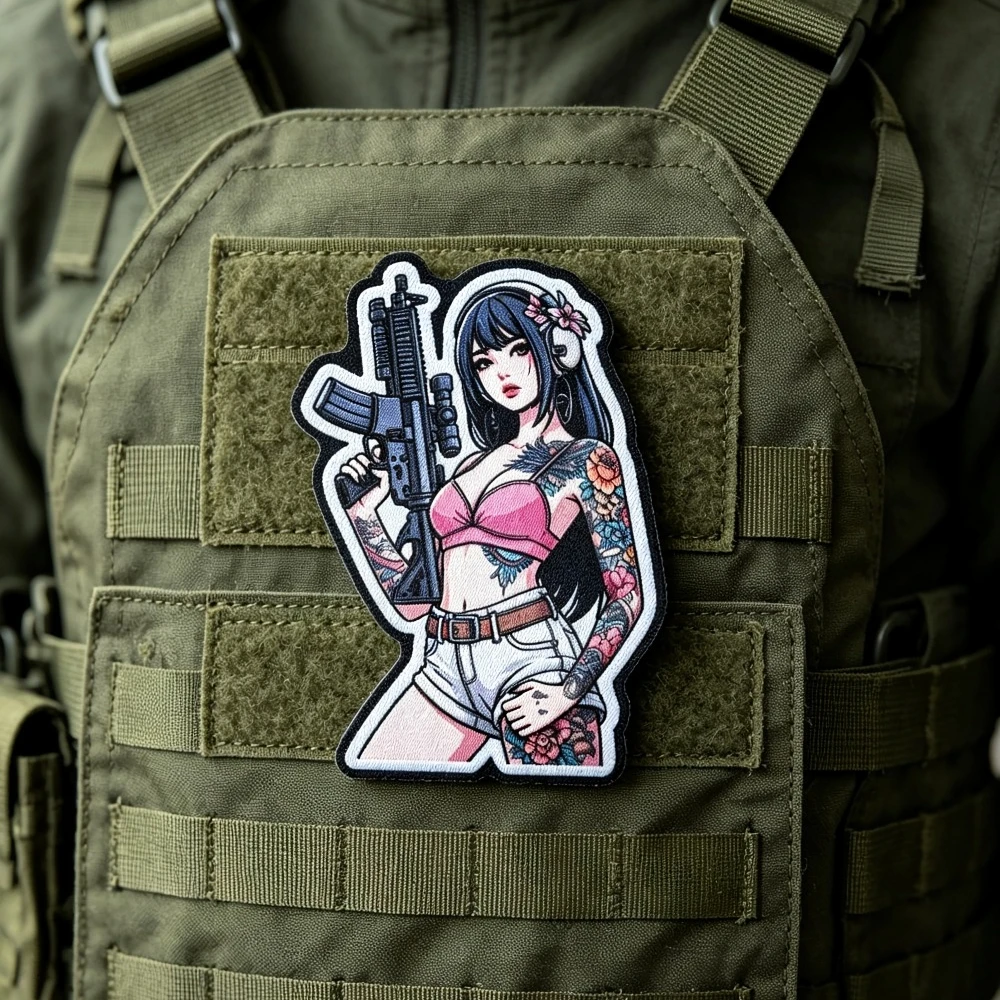 Parche de moral táctico chica anime tatuada con velcro - imagen 5