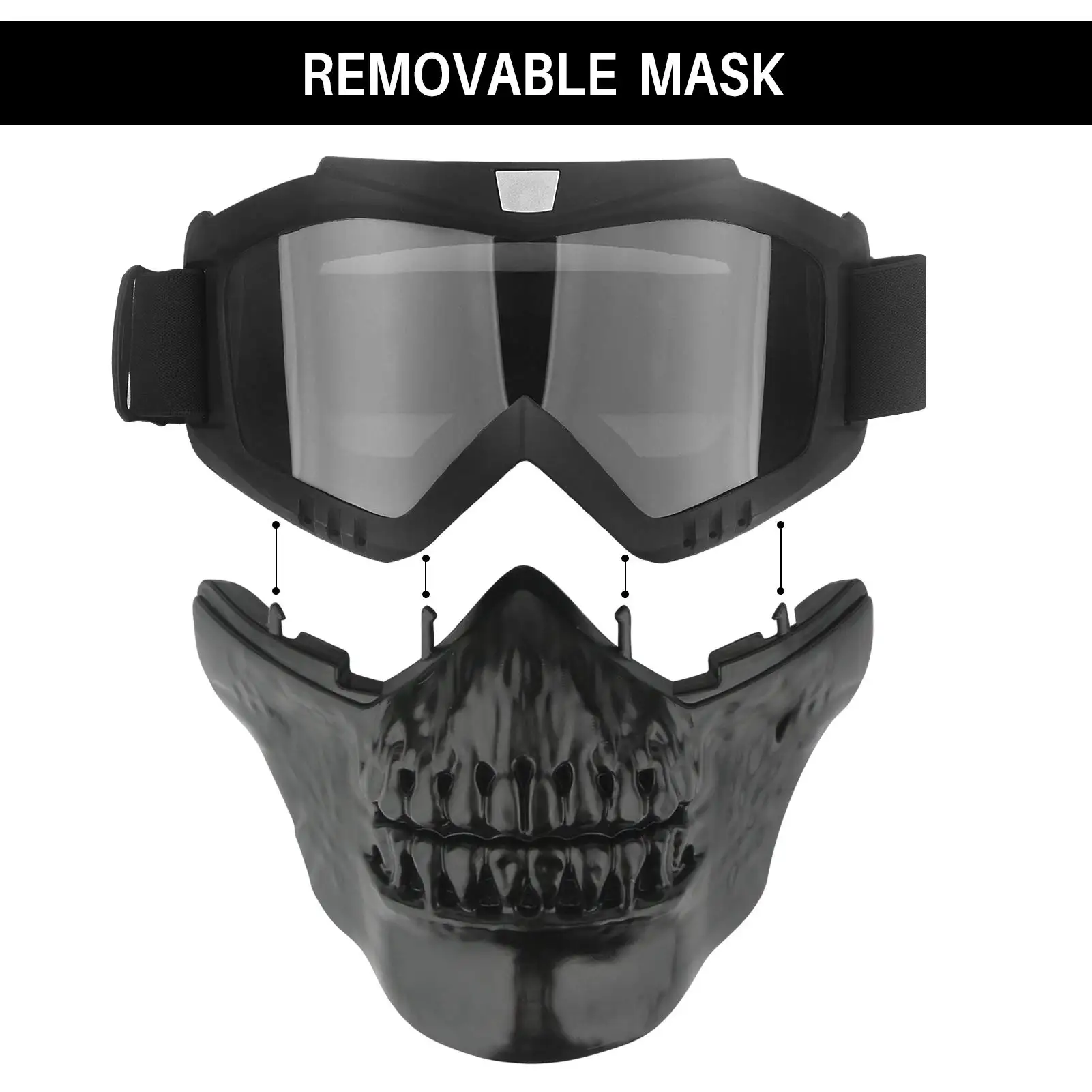 Máscara de Motocicleta Táctica con Gafas Protectoras Extraíbles - imagen 3