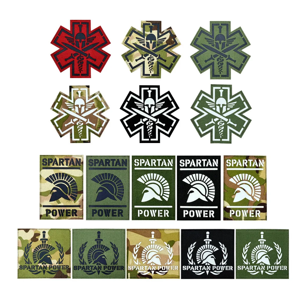 SPARTAN POWER Parche IR reflectante luminoso – Insignia táctica MOLLE