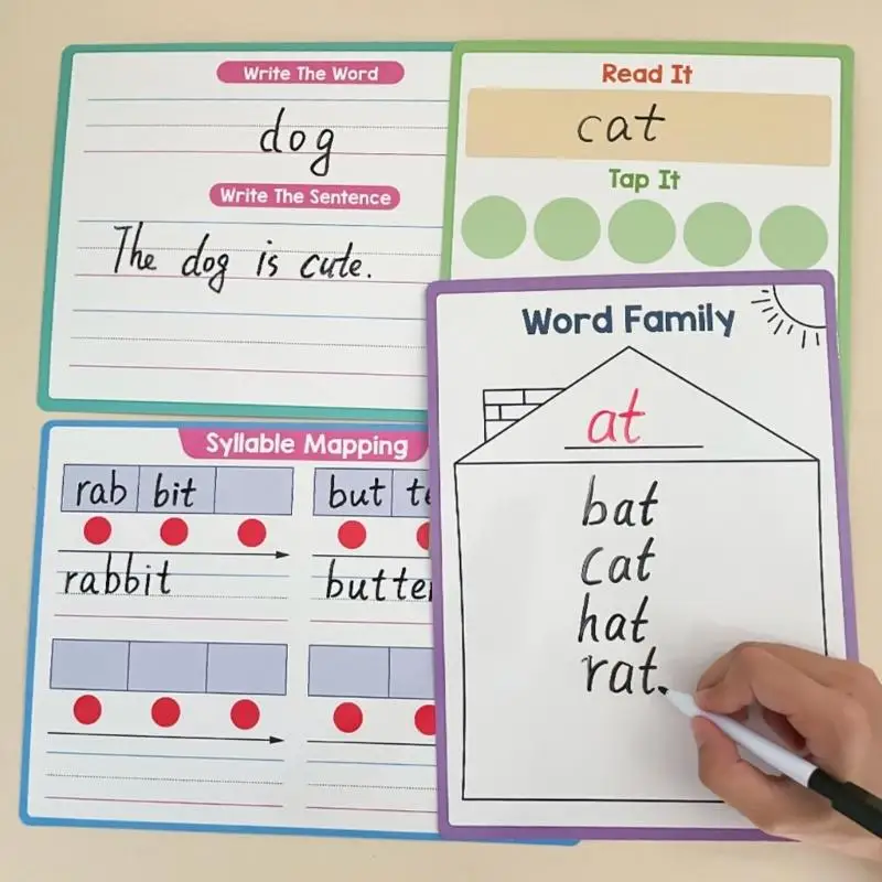Bloc papel portátil borrable para caligrafía fonética en inglés