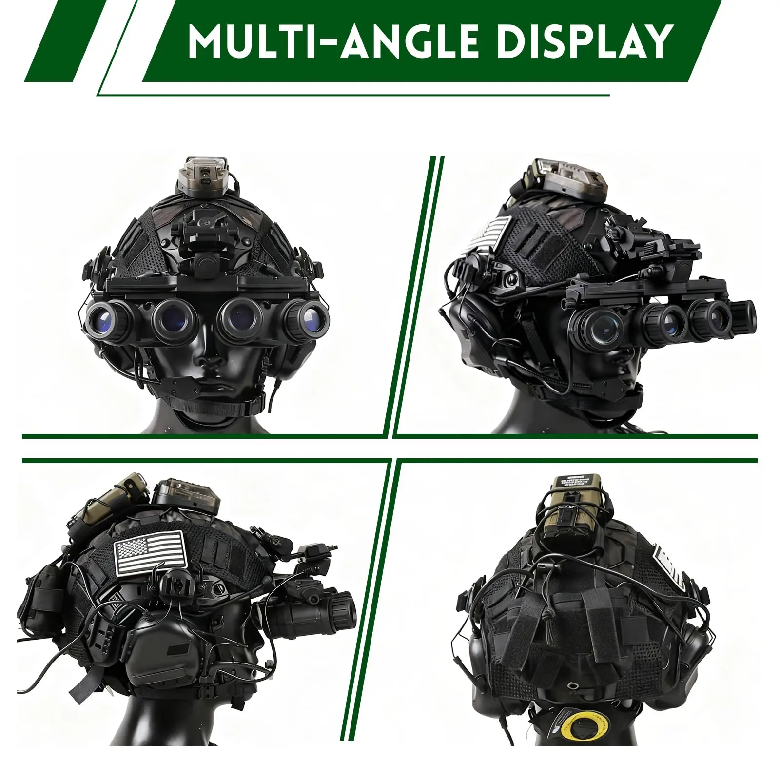 Casco táctico protector rápido ajustable NVG con auriculares y luz - imagen 5