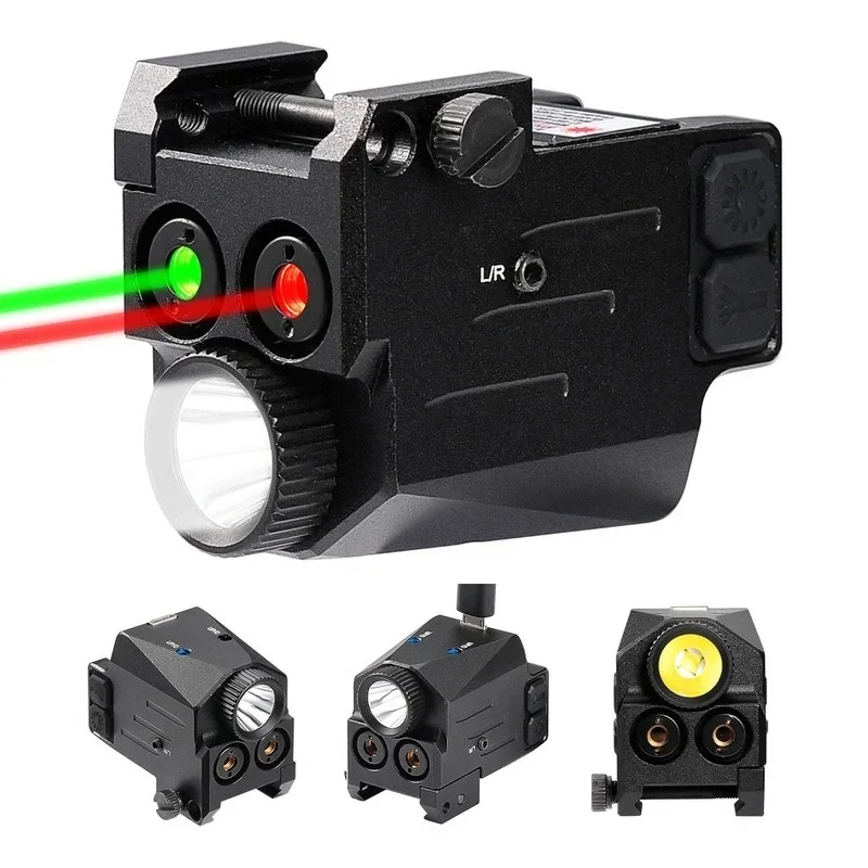 Linterna táctica láser Max mira rojo/verde recarga USB doble haz - imagen 4