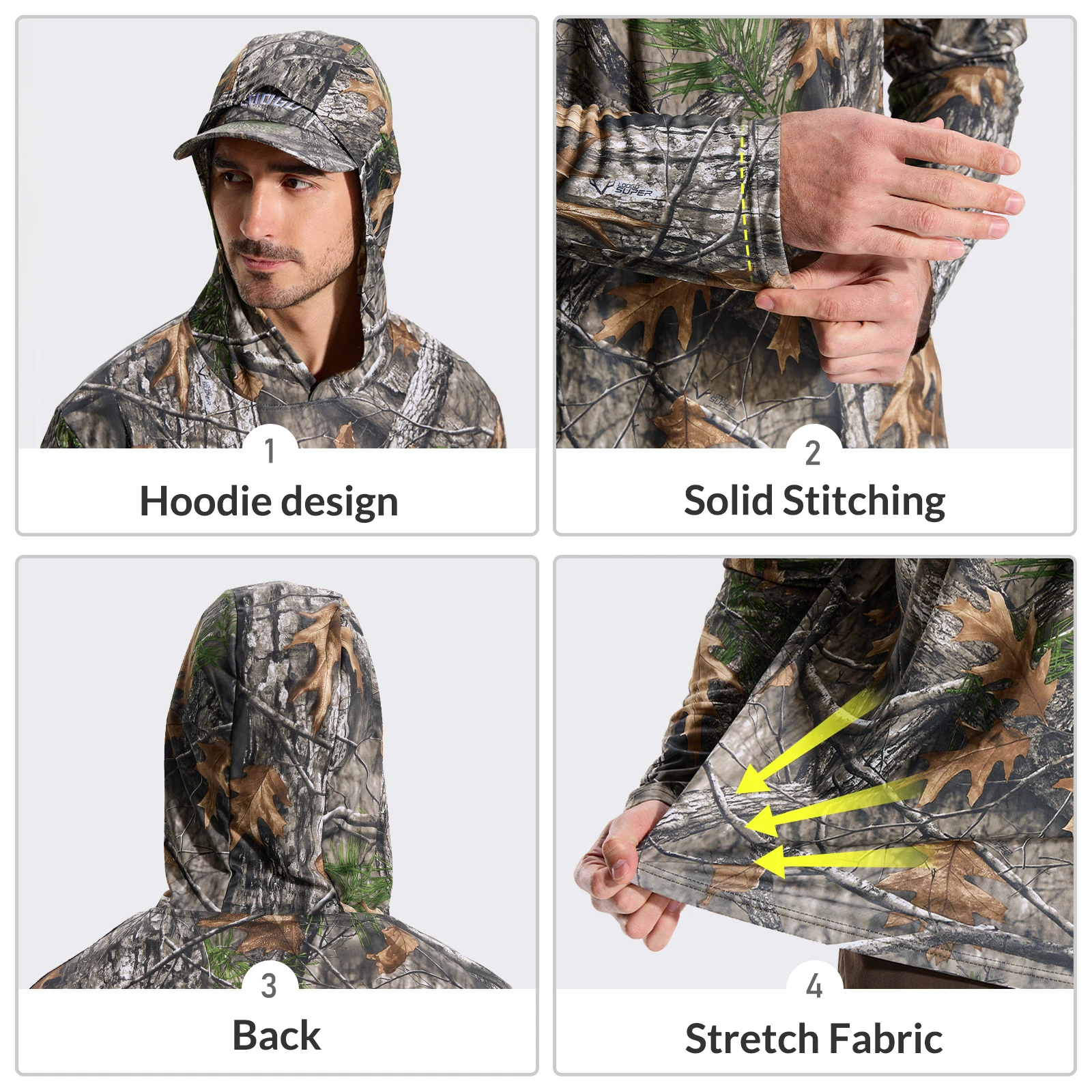 Sudadera con capucha camuflaje transpirable para outdoor y senderismo - imagen 5