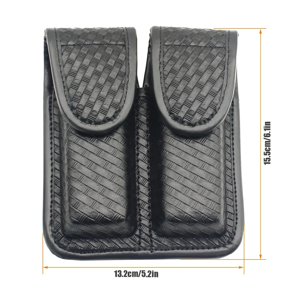 Funda táctica doble de cuero tejido negro con broche pistola