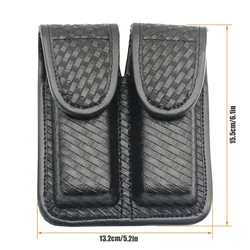 Funda táctica doble de cuero tejido negro con broche pistola