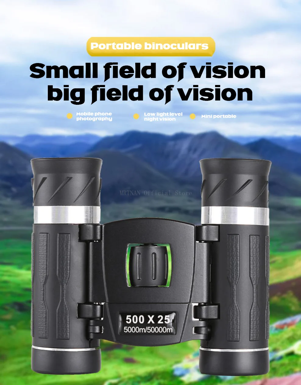 Binoculares portátiles plegables 500X25 en mano
