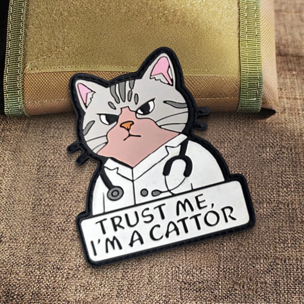 Parche PVC Confíame, soy gato para mochila y chaleco - imagen 2