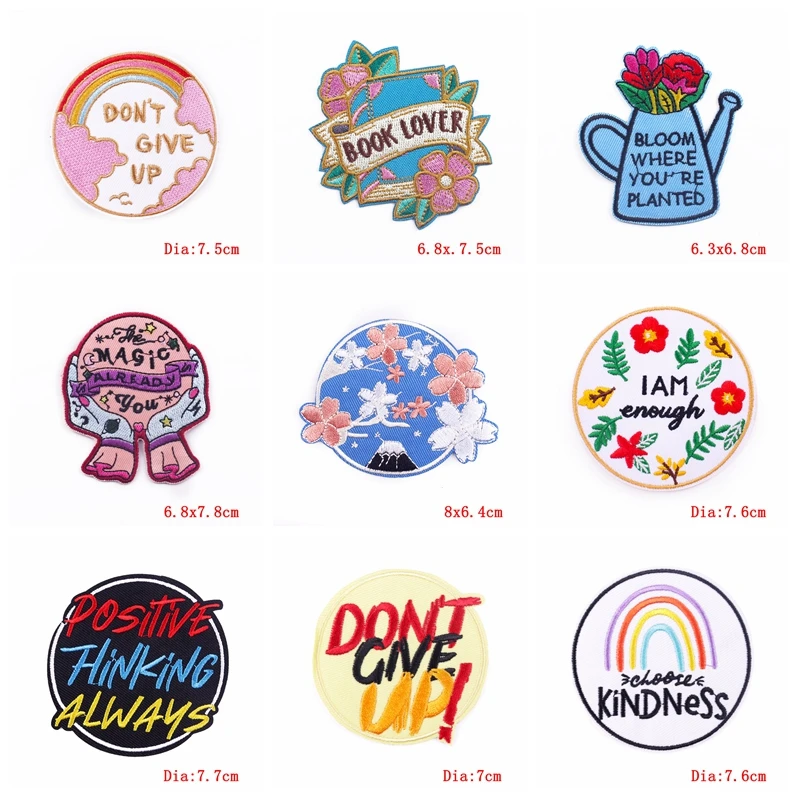 Parche termoadhesivo dibujos animados flores y letras mensaje positivo - imagen 2
