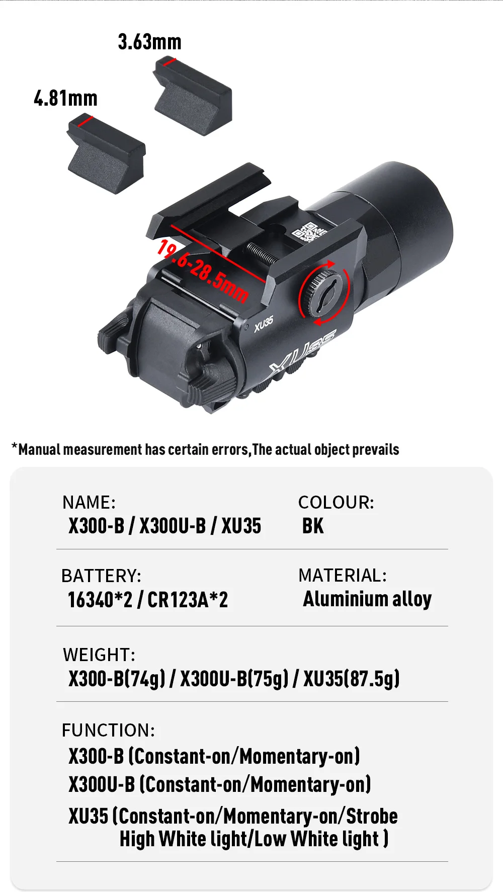 Sistema de montaje en riel 20mm de la WADSN X300U