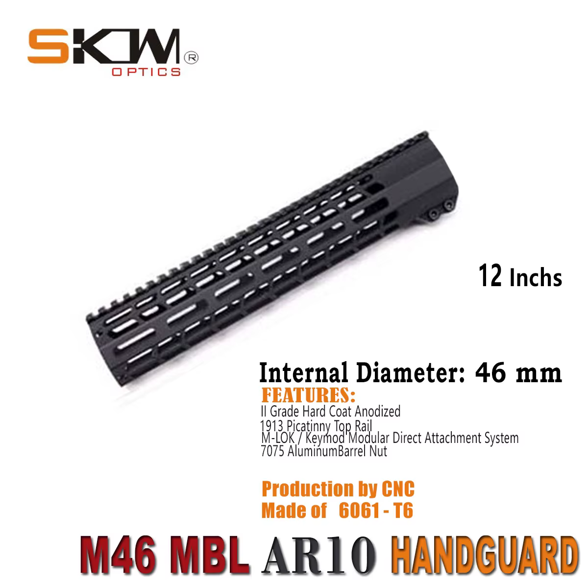 SKWOPTICS Guardiamano M-LOK LR308 AR10 aluminio flotante libre