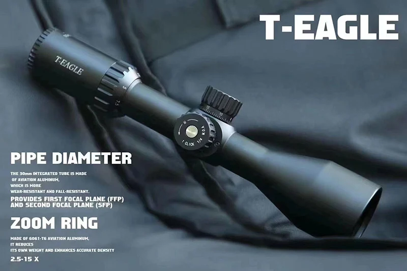Óptica t-eagle MR2.5-15x50 FFP, mira telescópica táctica