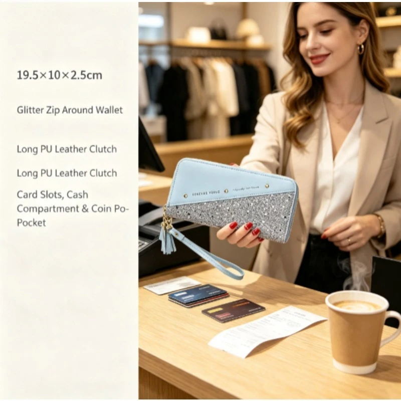 Cartera larga con cremallera para mujer – contraste y borlas - imagen 2