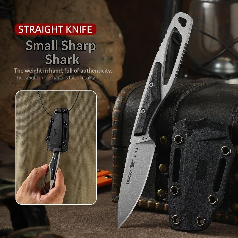 Cuchillo de bolsillo recto para camping y pesca con funda