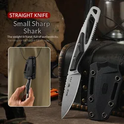Cuchillo de bolsillo recto para camping y pesca con funda