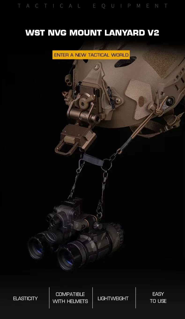 Cordón elástico de retención tipo H para montaje NVG en casco