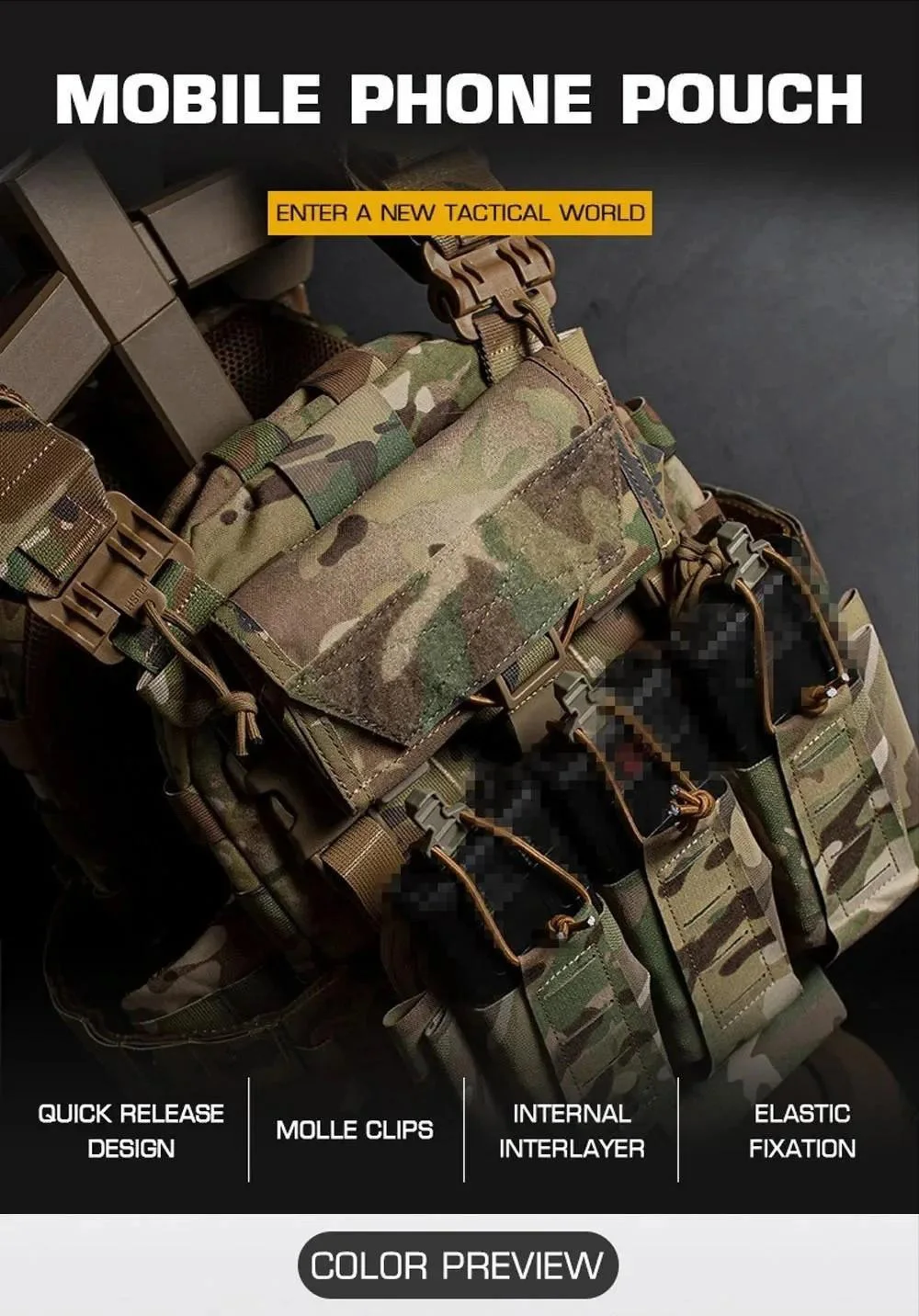 Bolsa táctica Molle de liberación rápida con sistema de montaje en chaleco