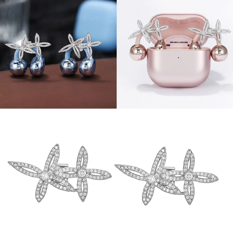 Clips decorativos para auriculares – Adorno floral con pedrería - imagen 5