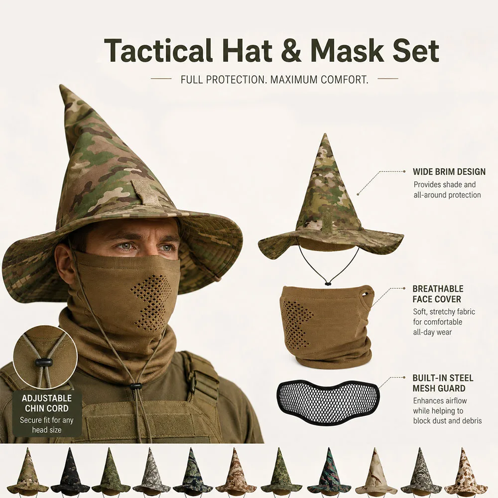 Gorra táctica camuflaje con máscara transpirable para airsoft - imagen 4