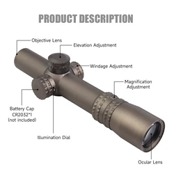 Mira telescópica táctica retícula roja iluminada SFP para rifle de caza