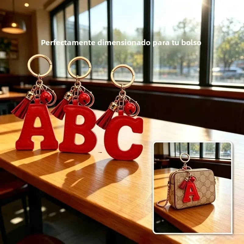 Llavero letras alfabeto en cuero PU colorido para bolsos y equipaje - imagen 2