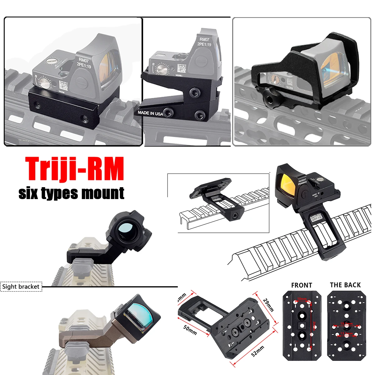 Soporte Offset 45º elevado Trijicon RMR para Glock AR15 Airsoft - imagen 3