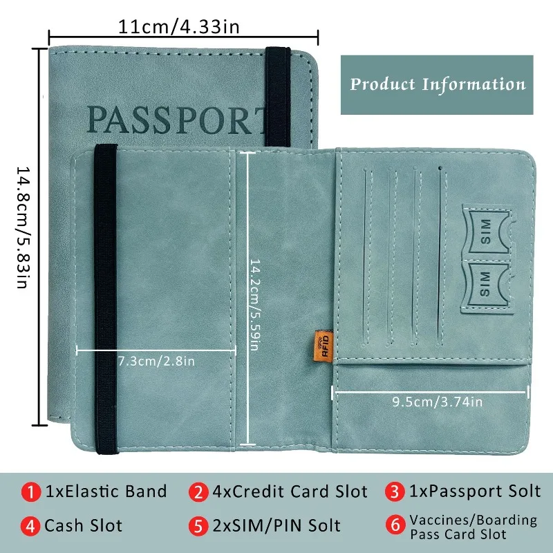 Porta pasaportes RFID de cuero PU, funda bloqueadora y organizadora - imagen 2