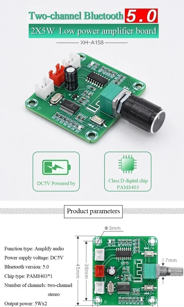 Placa amplificadora Bluetooth para montaje DIY