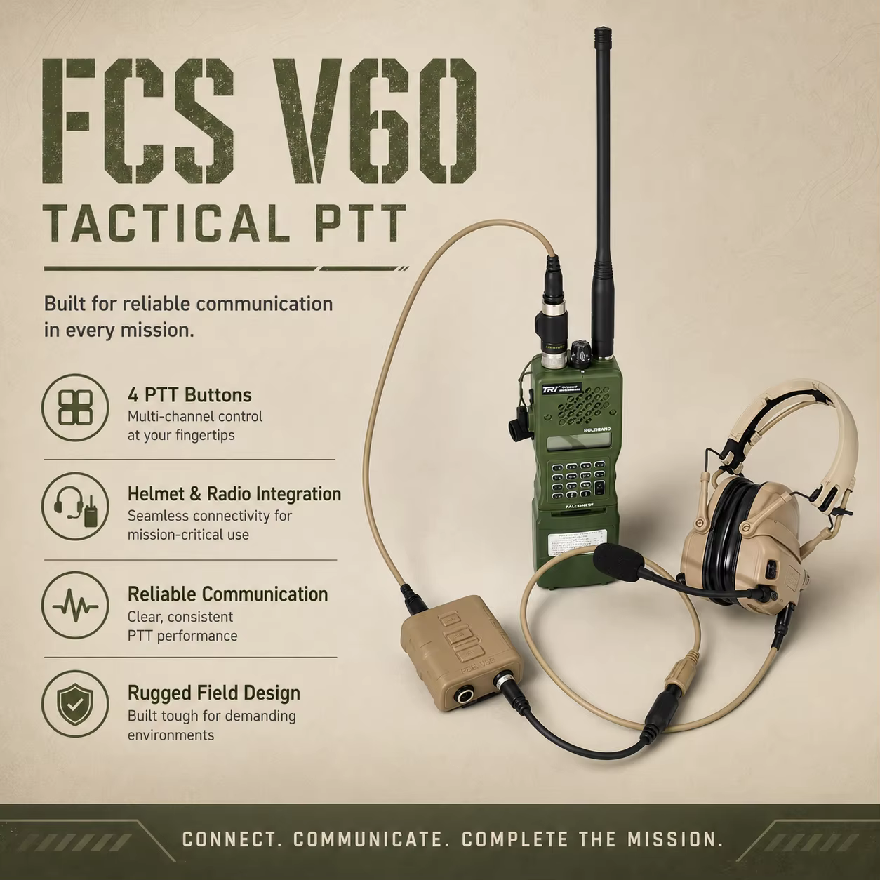 AMP Comtac3 PTT táctico V60 – Adaptador - imagen 4