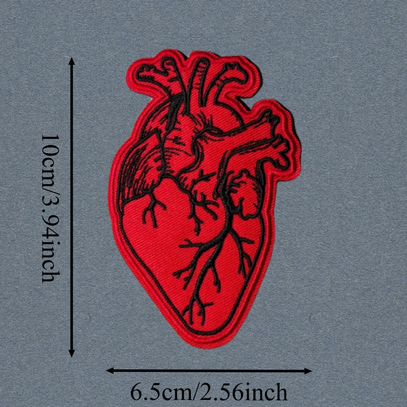 Parche táctico bordado corazón rojo punk con velcro para chaleco - imagen 2