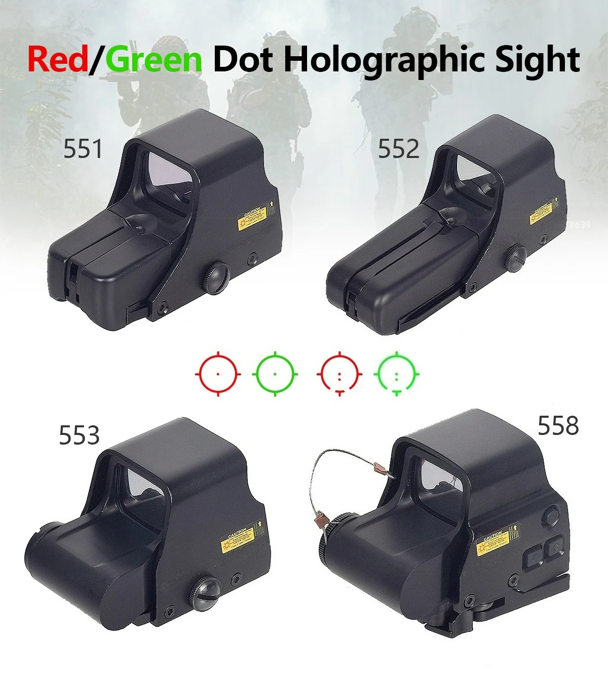 EOTech visor holográfico táctico con punto rojo y verde, Picatinny