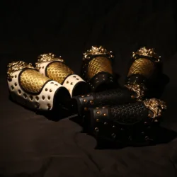 Protector de muñeca cuero con armadura cobre artesanal