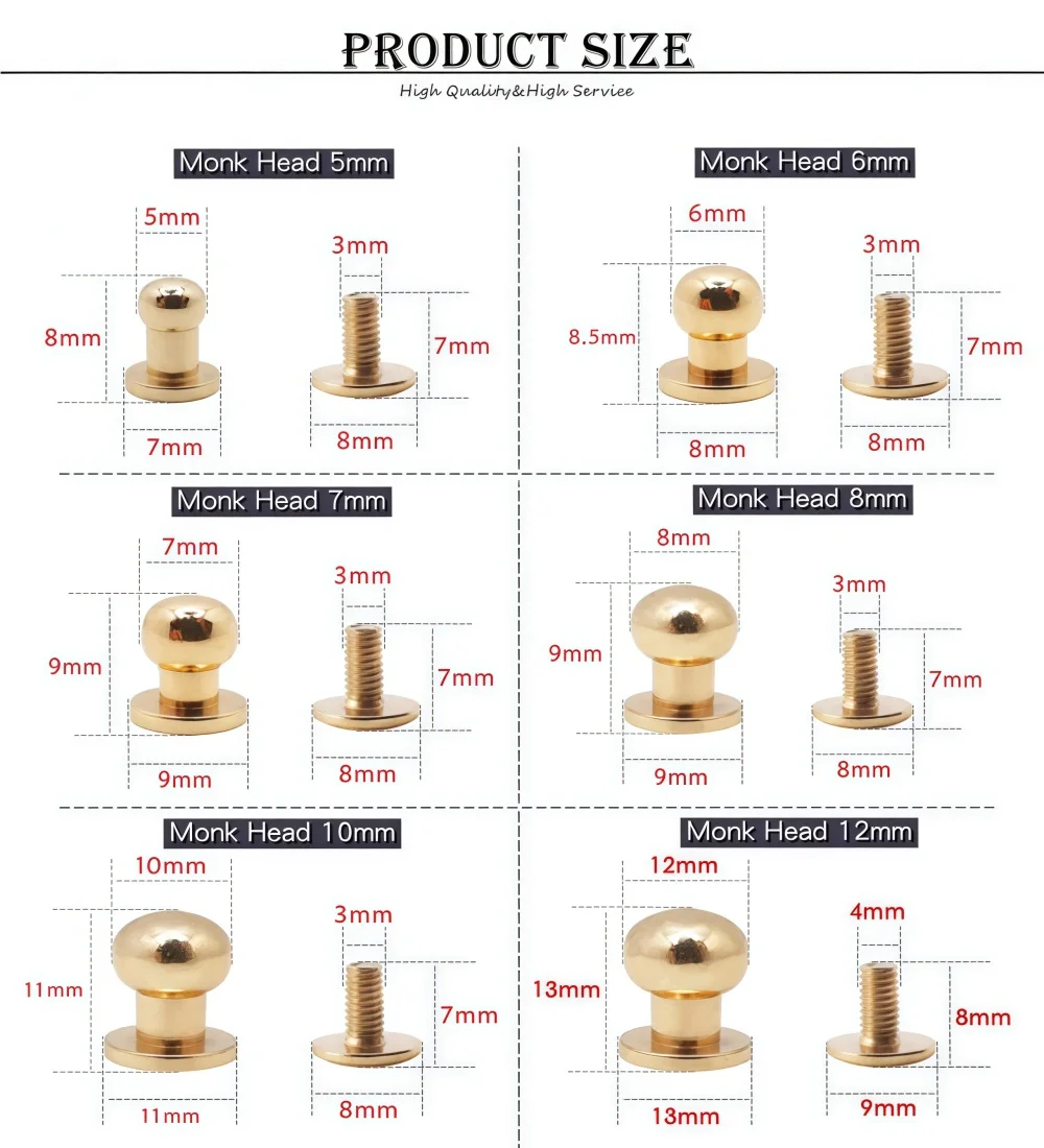 Variedad de tamaños y cabezas redondas del lote