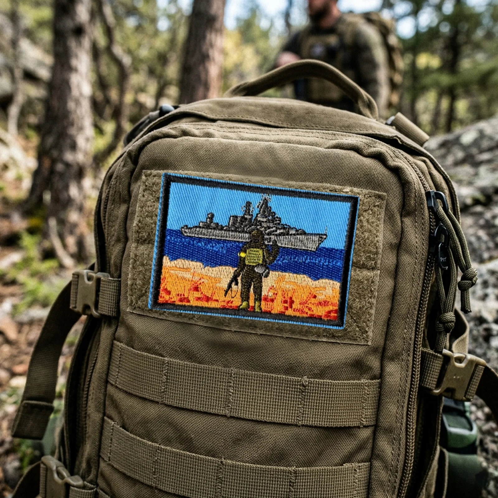 Parche Táctico Bordado 'Protegiendo el Océano' – Insignia Velcro para Mochila - imagen 2