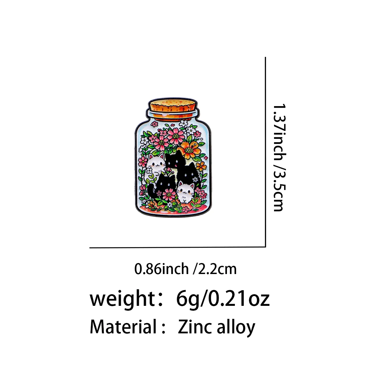 Pin esmalte gato floral de metal – para mochilas y sombreros - imagen 3