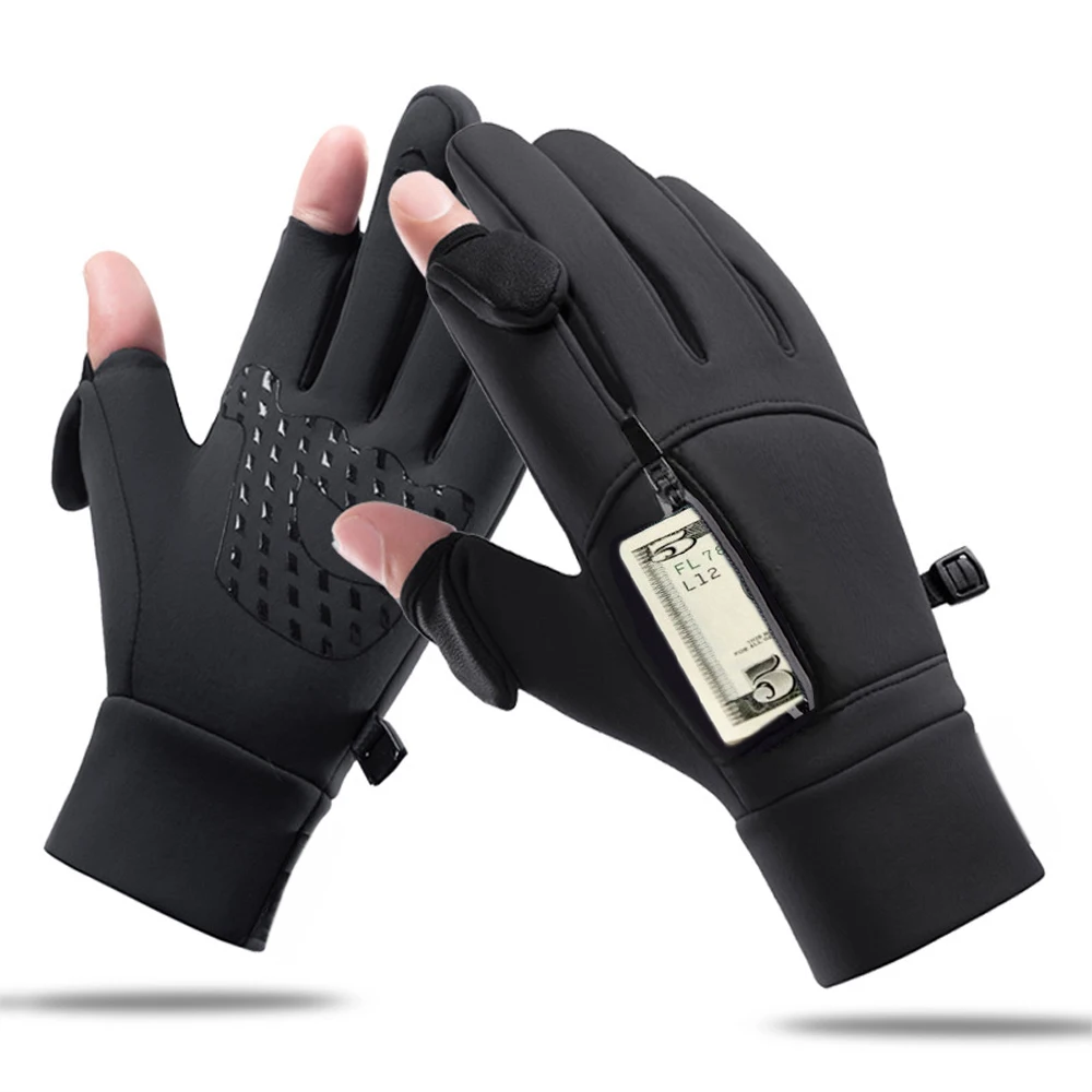 Guantes de invierno táctiles cortaviento frío hombre pesca esquí