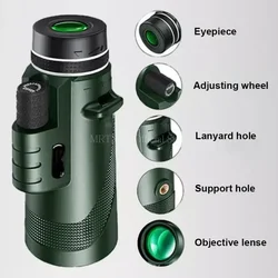 Telescopio de caza portátil plegable con zoom para larga distancia