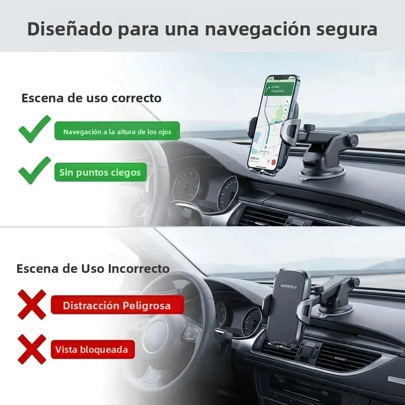 Soporte de teléfono para coche con ventosa giratoria retráctil - imagen 3