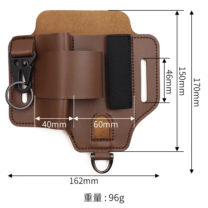 Bolsa táctica EDC de cuero para herramientas de caza linterna cuchillo