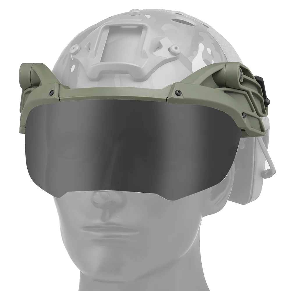 Gafas tácticas abatibles para casco con lentes intercambiables