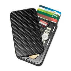 Bolsa RFID fibra de carbono para tarjetas, caja Faraday antifraude