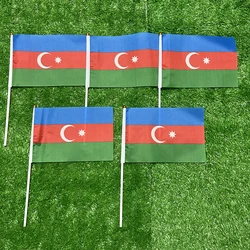 Banderín de Azerbaiyán con mástil plástico 14x21cm para mano