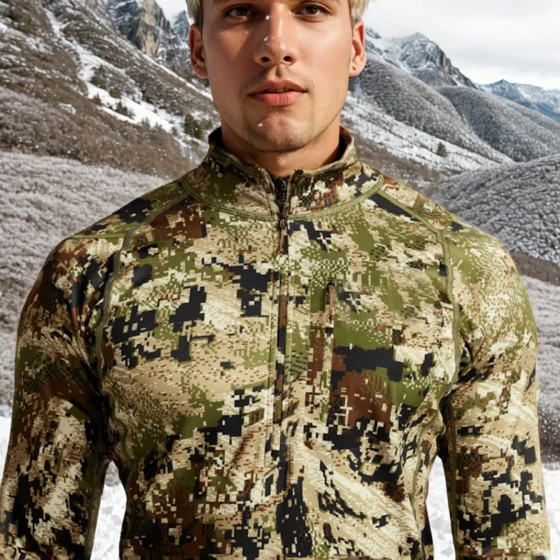 Camiseta táctica camuflaje con cremallera, secado rápido manga larga - imagen 2