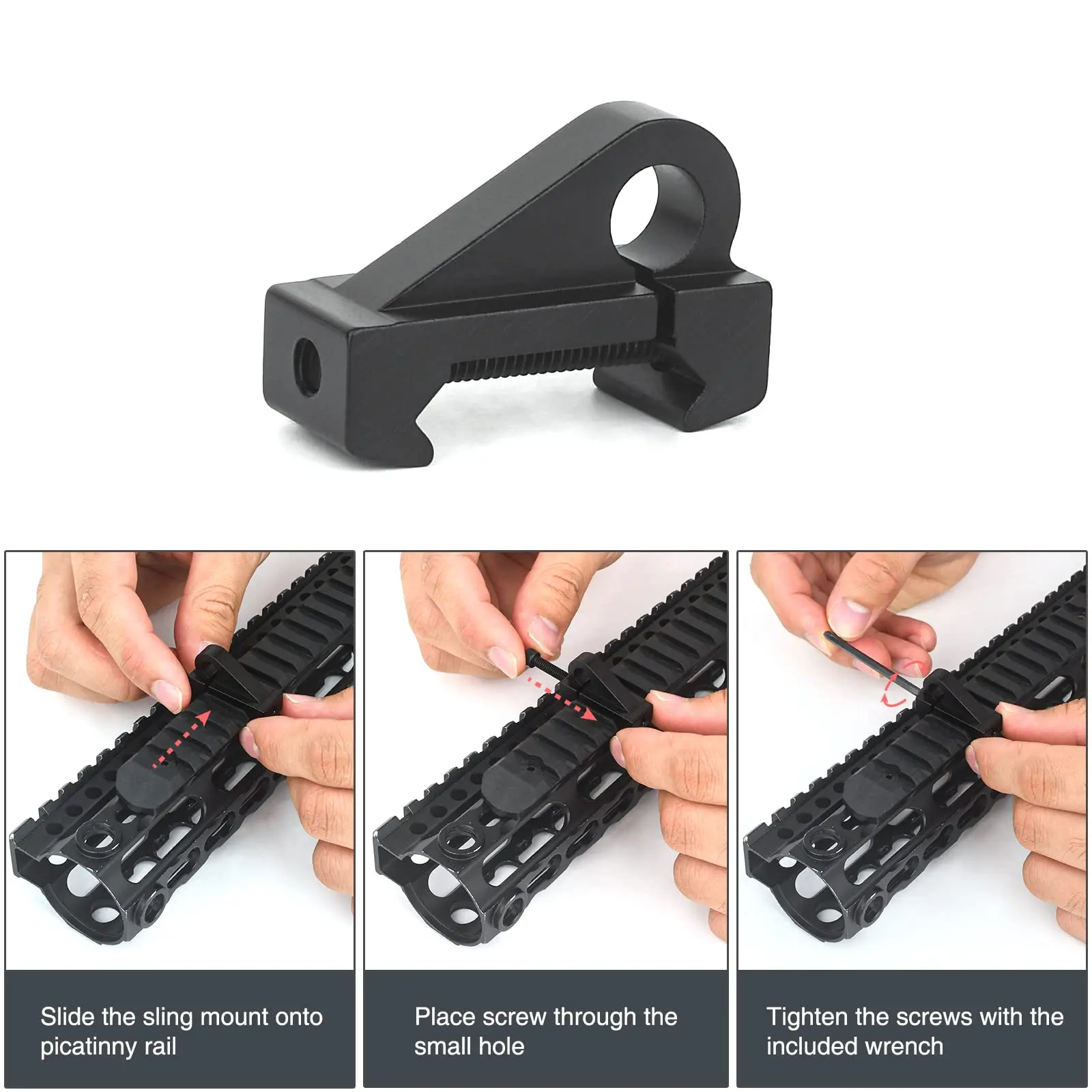 Montura riel para correa táctica con gancho de aluminio - imagen 5