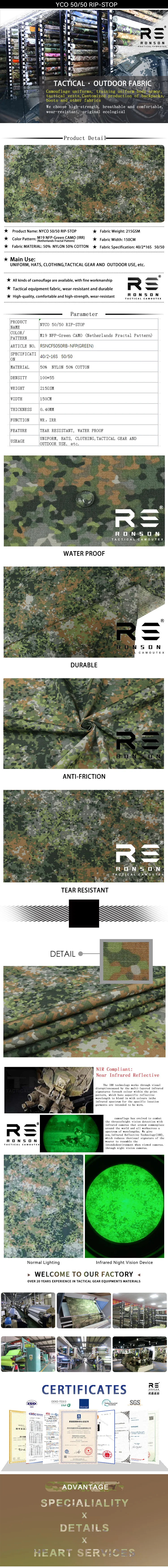Tela NYCO 50/50 Rip-stop camuflaje New Holland Jungle