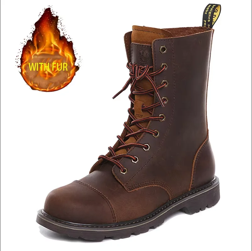 KOWM Botas senderismo cuero impermeables tácticas con forro de piel - imagen 4