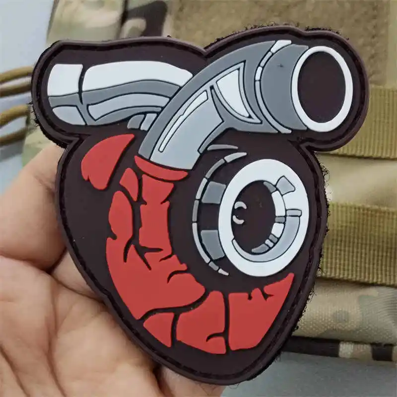 Parche PVC diseño turbina para chaleco táctico con gancho y bucle