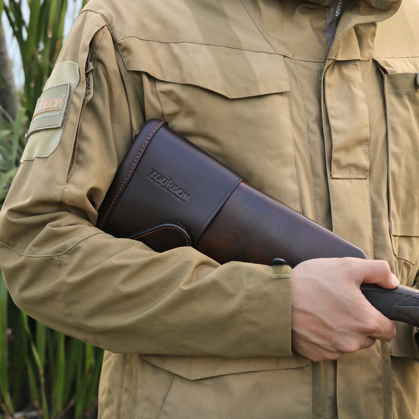 Tourbon funda antirretroceso deslizable de cuero para culata rifle - imagen 3